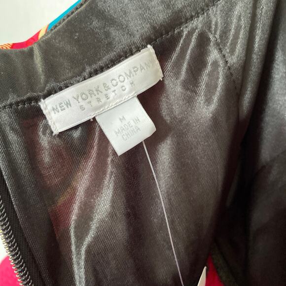 New York & Company Pink Aztec Pleated Strapless Textured Mini Dress Medium NWT - Picture 7 of 12